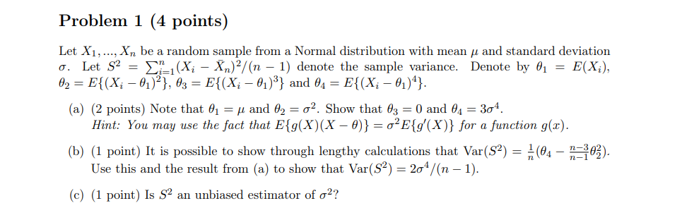 Solved Let X1,…,xn Be A Random Sample From A Normal 