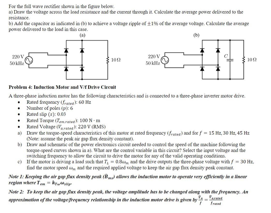 Solved For the full wave rectifier shown in the figure | Chegg.com