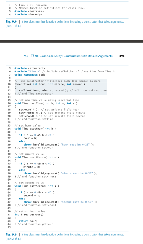 Solved // Fig. 9.8: Time.h // Time class containing a | Chegg.com
