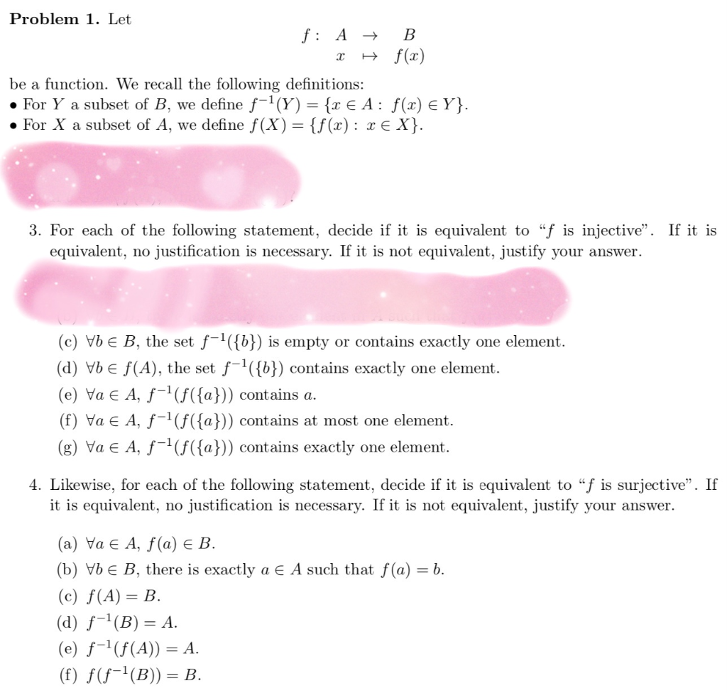 Solved Problem 1 Let F A B Xh F X Be A Function We Chegg Com