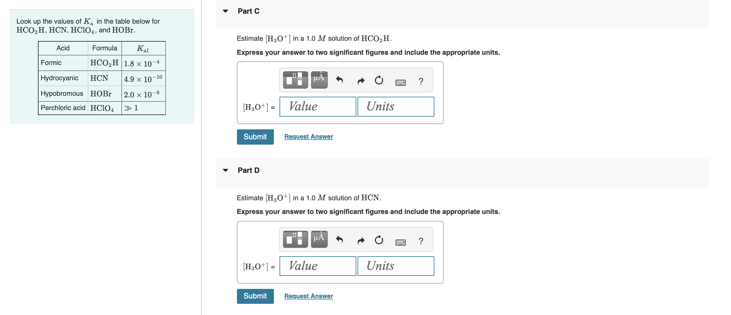 Solved Look up the values of Ka in the table below for | Chegg.com