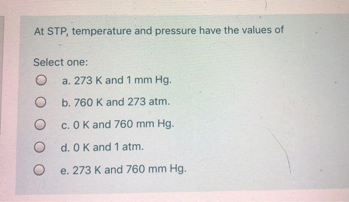 What Are The Values For Temperature And Pressure At Stp