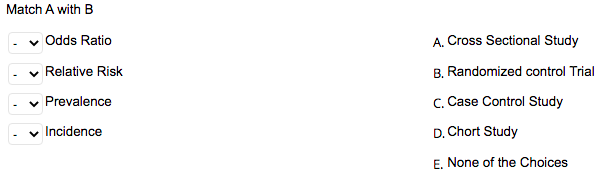 Solved Match A With B Odds Ratio Relative Risk Chegg Com