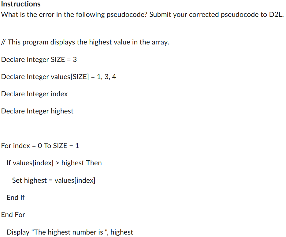 Solved Instructions What is the error in the following | Chegg.com