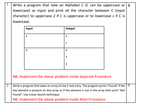 Solved 1. Write a program that take an Alphabet C C can be | Chegg.com