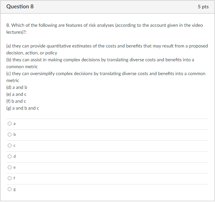 Solved Question 8 5 pts 8. Which of the following are | Chegg.com