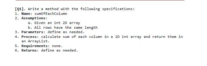 Solved [Q1]. Write a method with the following | Chegg.com
