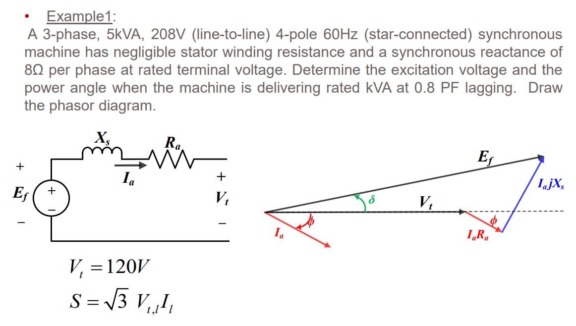Solved - Example1: A 3-phase, 5kVA, 208V (line-to-line) | Chegg.com