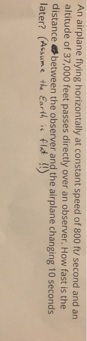 Solved An Airplane Flying Horizontally At Constant Speed Of | Chegg.com