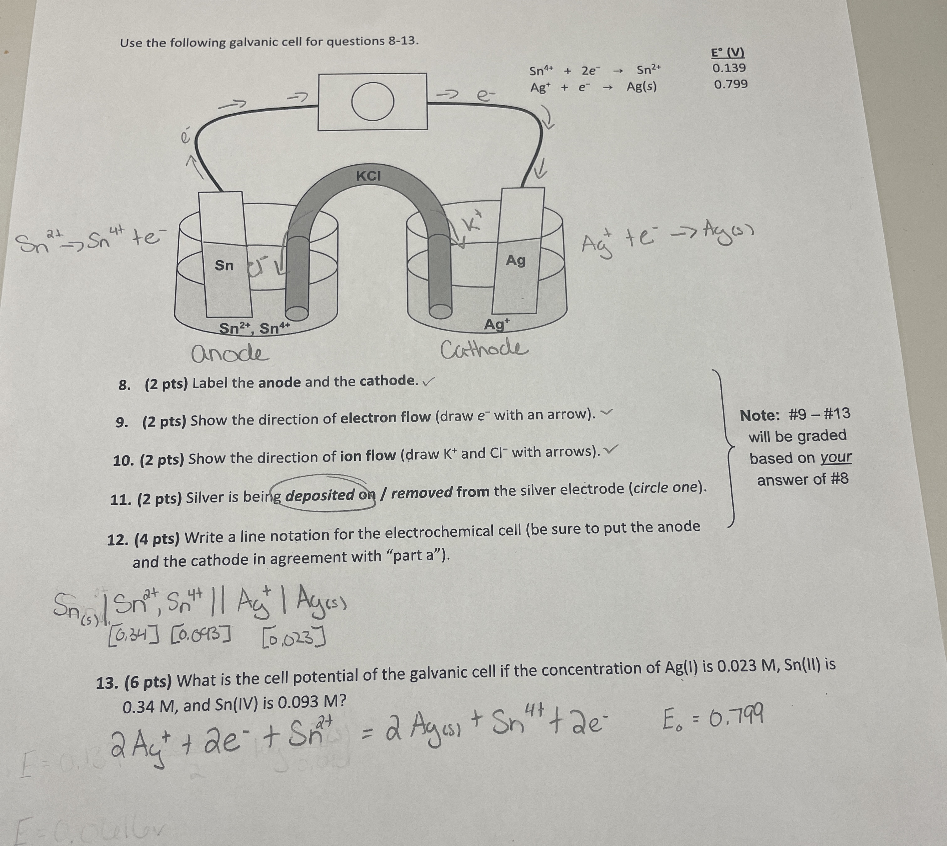 Solved Use the following galvanic cell for questions | Chegg.com
