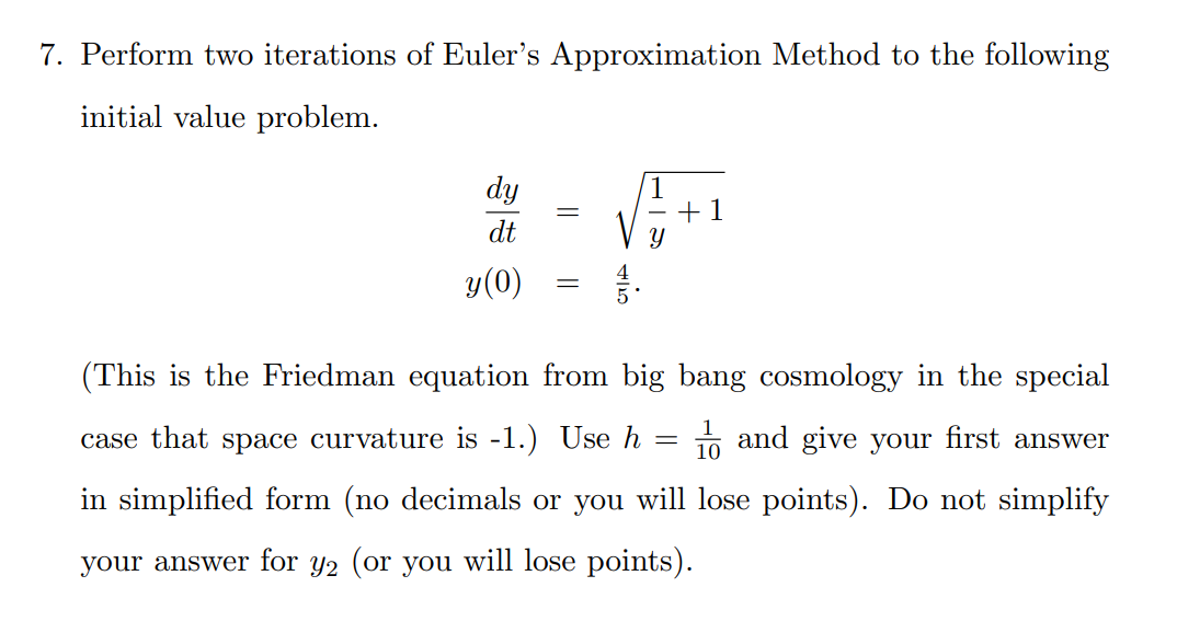 Perform two iterations of Euler's Approximation | Chegg.com