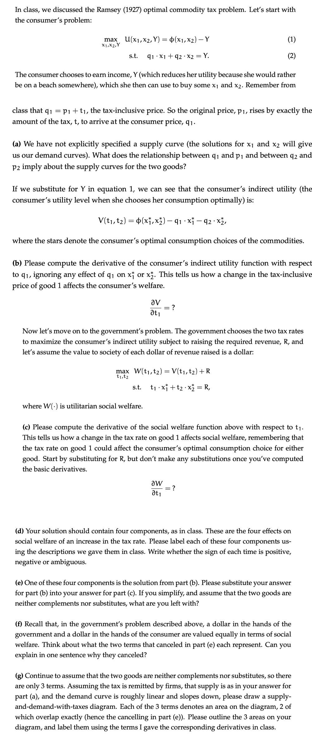 In Class We Discussed The Ramsey 1927 Optimal C Chegg Com