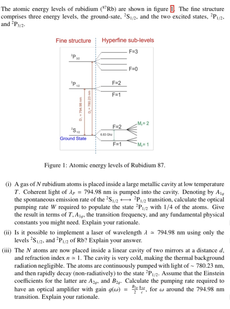 Solved The atomic energy levels of rubidium left Chegg