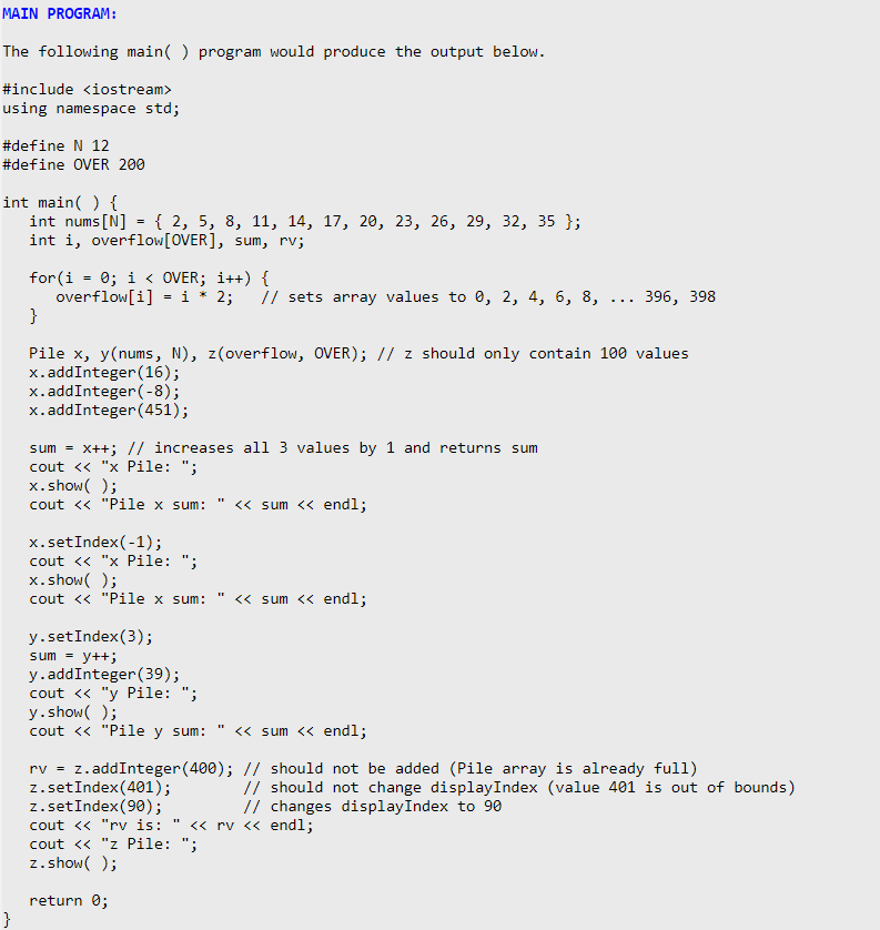 Solved SPECIFICATIONS: Write the code for a C++ class called | Chegg.com