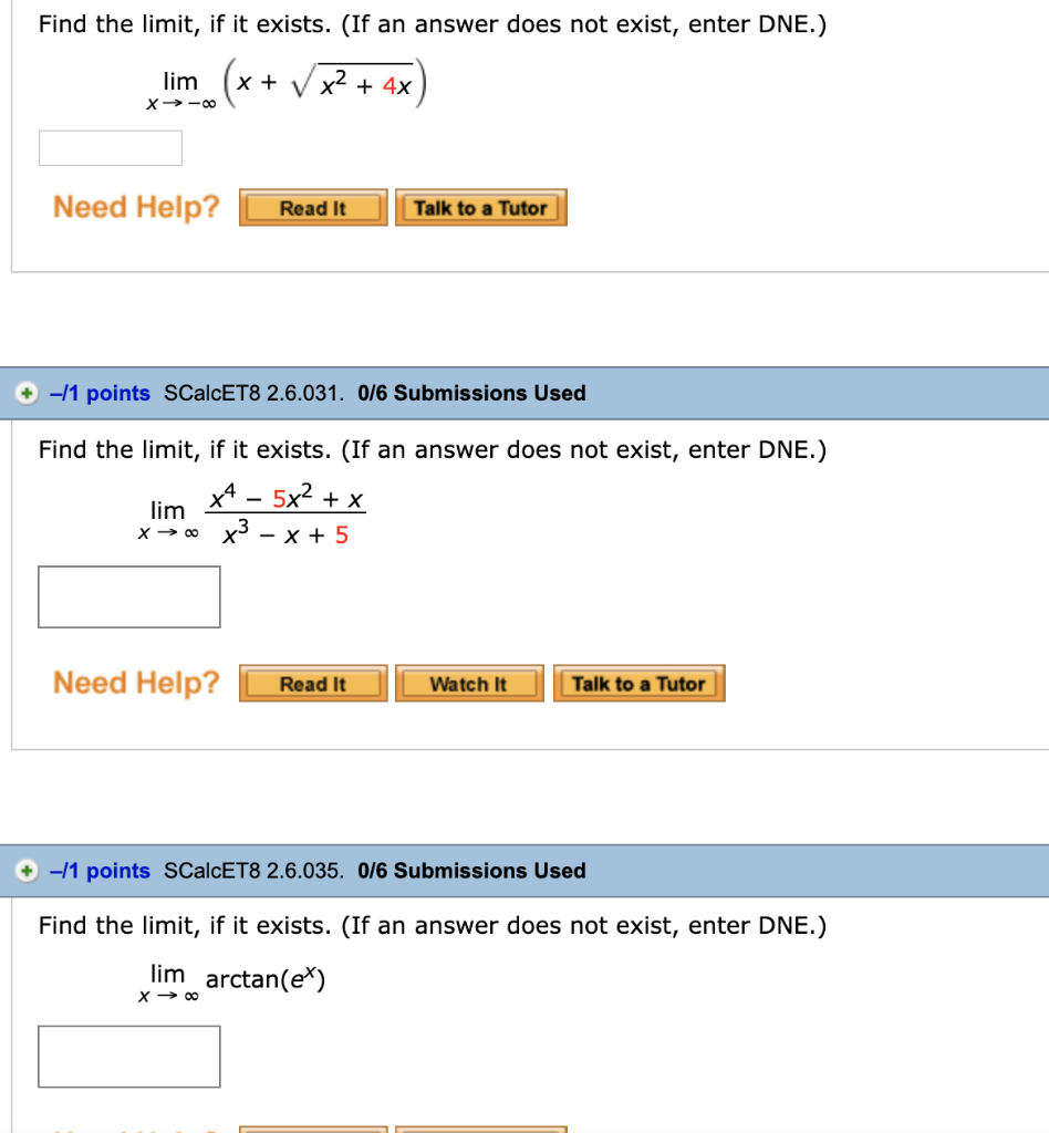 Solved Find The Limit If It Exists If An Answer Does Not