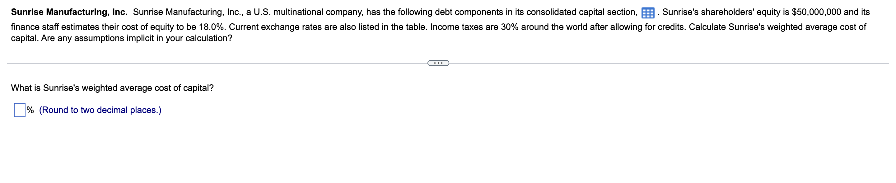 Solved Sunrise Manufacturing, Inc. Sunrise Manufacturing,