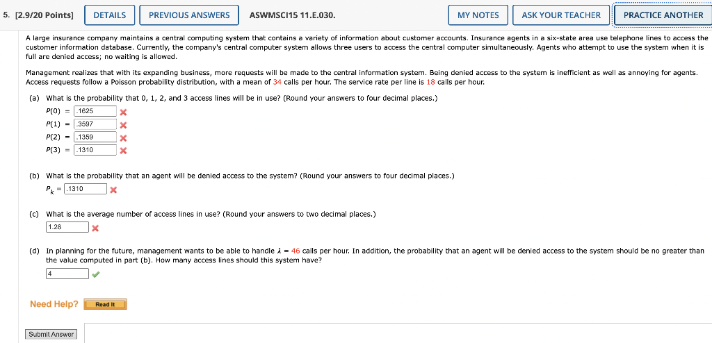 Solved 5. [2.9/20 Points] DETAILS PREVIOUS ANSWERS ASWMSC115 | Chegg.com