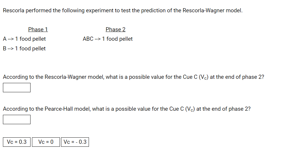 robert rescorla and allan wagner experiment