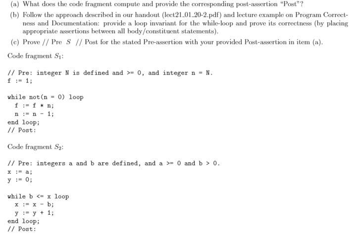 Solved (a) What does the code fragment compute and provide | Chegg.com