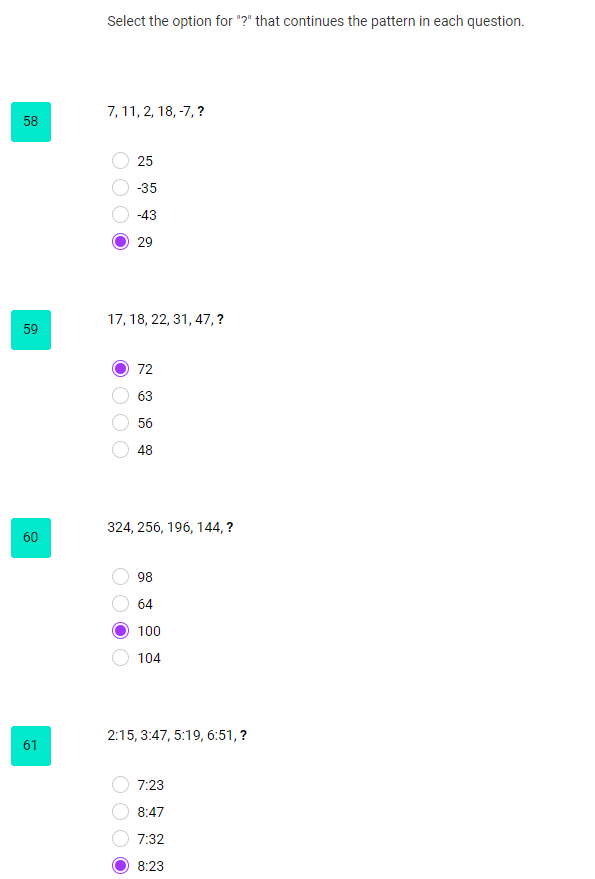 Solved Select the option for "?"that continues the pattern