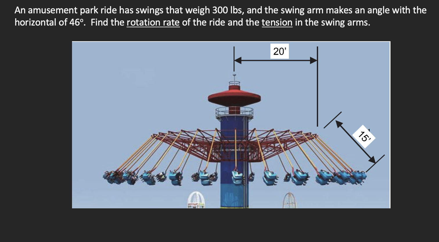 Solved An amusement park ride has swings that weigh 300lbs, | Chegg.com