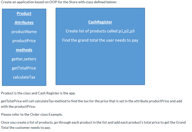 Solved Create an application based on OOP for the Store with | Chegg.com