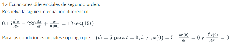 1.- Ecuaciones diferenciales de segundo orden. | Chegg.com