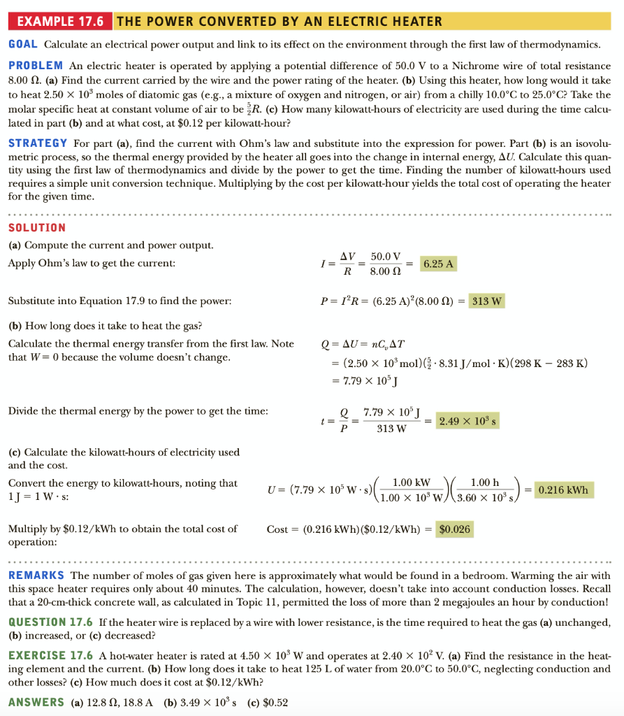 Solved An electric heater is operated by applying a