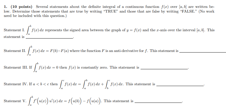 Solved 1 10 Points Several Statements About The Defini Chegg Com