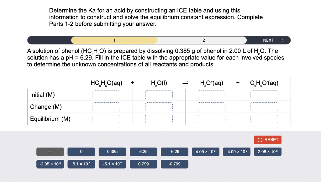 Solved Determine the Ka for an acid by constructing an ICE | Chegg.com