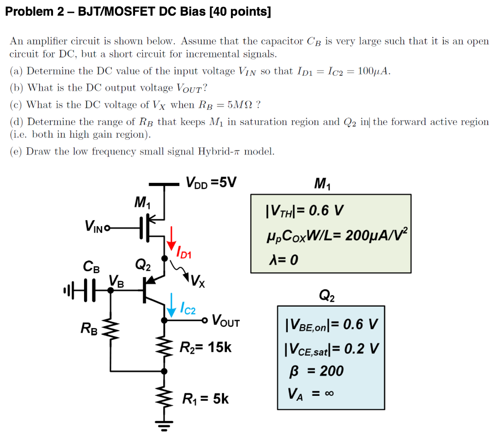Solved An amplifier circuit is shown below. Assume that the | Chegg.com