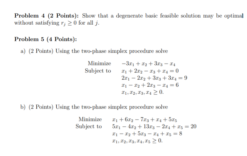 Solved Problem 4 (2 Points): Show that a degenerate basic | Chegg.com