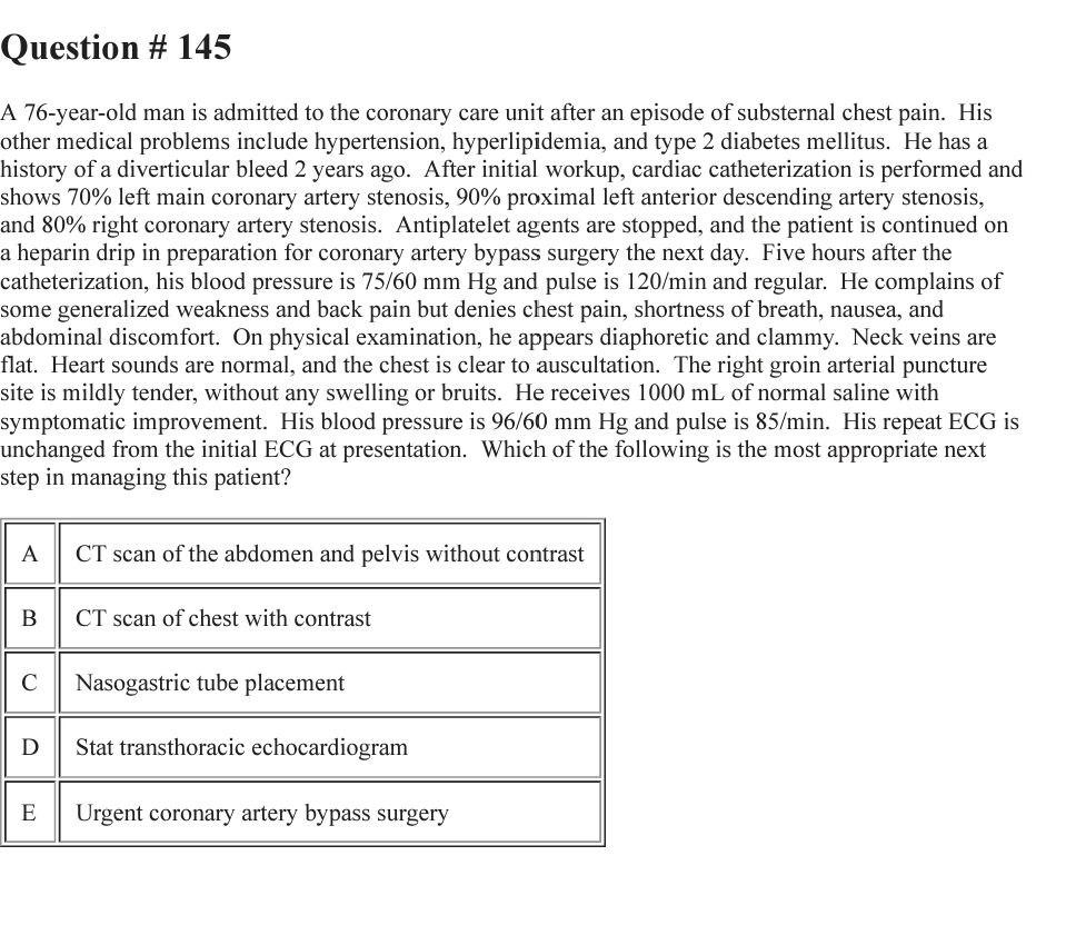 Solved Question # 145 A 76-year-old man is admitted to the | Chegg.com