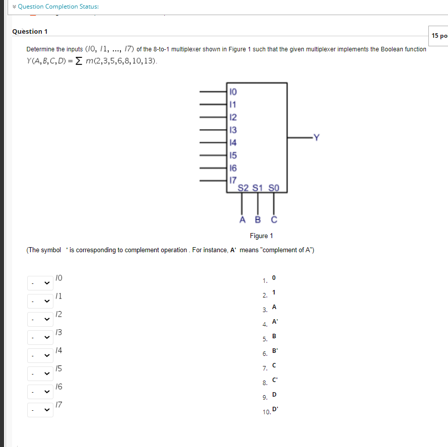 Solved Question Completion Status: Question 1 15 po | Chegg.com