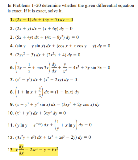 Solved In Problems 1-20 determine whether the given | Chegg.com