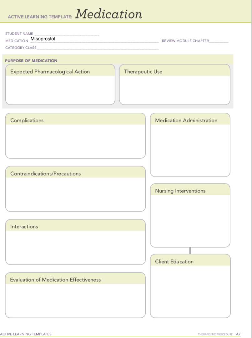 Solved ACTIVE LEARNING TEMPLATE: Medication STUDENT NAME  Chegg.com Throughout Med Card Template