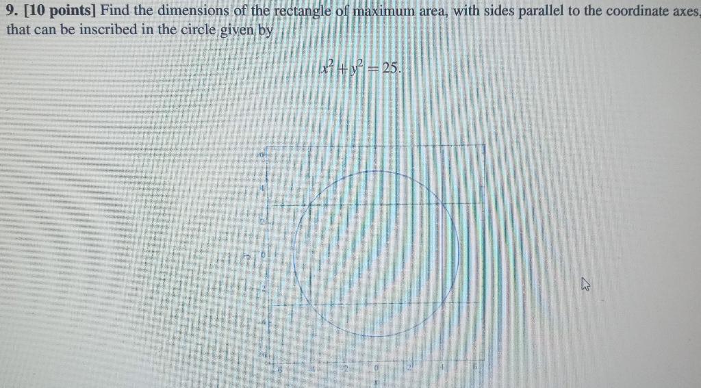 Solved 9. [10 points] Find the dimensions of the rectangle | Chegg.com