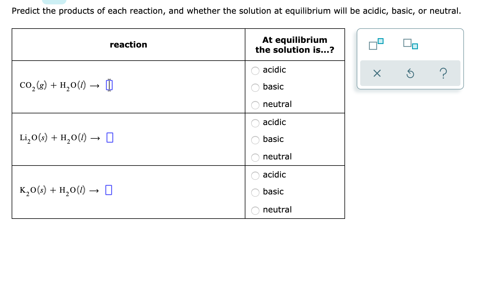 Solved Predict the products of each reaction, and whether | Chegg.com