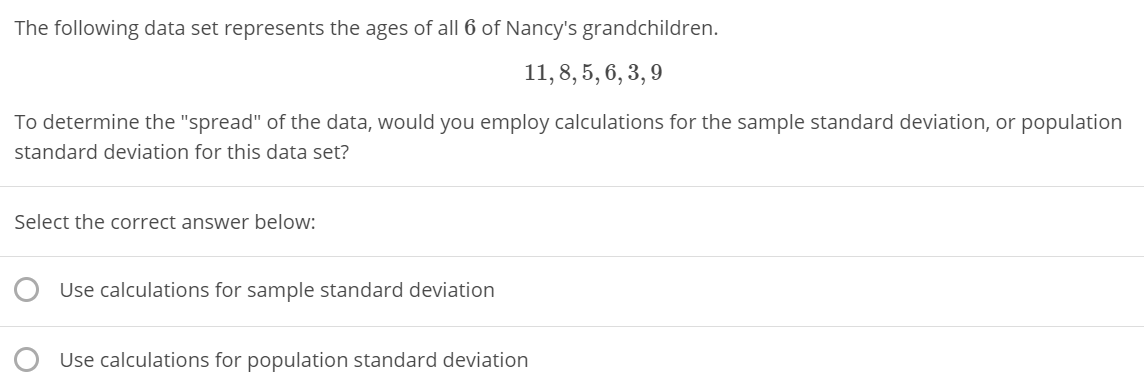 Solved The following data set represents the ages of all 6 | Chegg.com