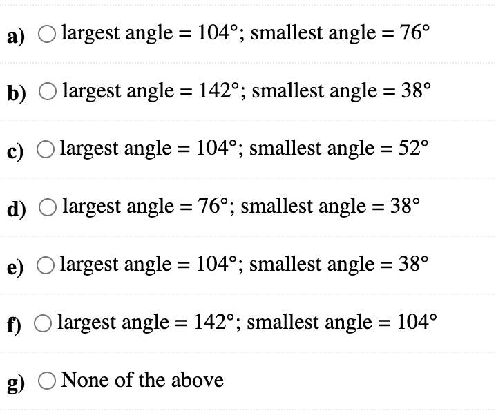 one angle of a triangle measures 24