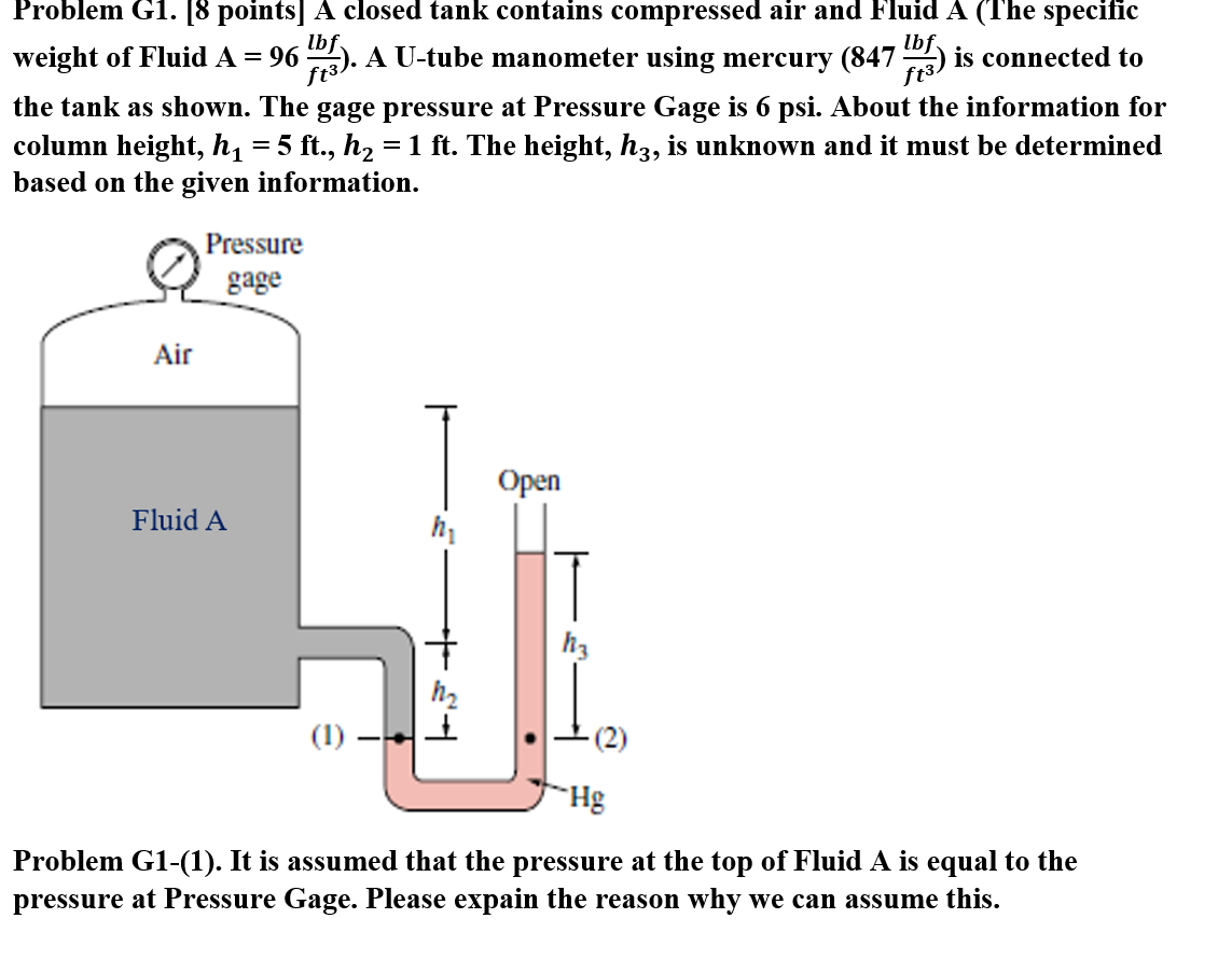 Solved (2). Please determine the pressure (gauge pressure)