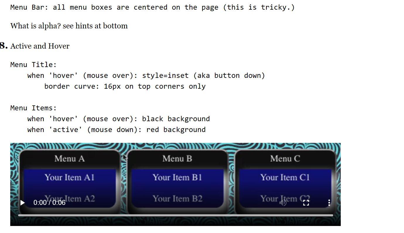 Solved CSS Menu Purpose: Learn CSS and a common selector | Chegg.com