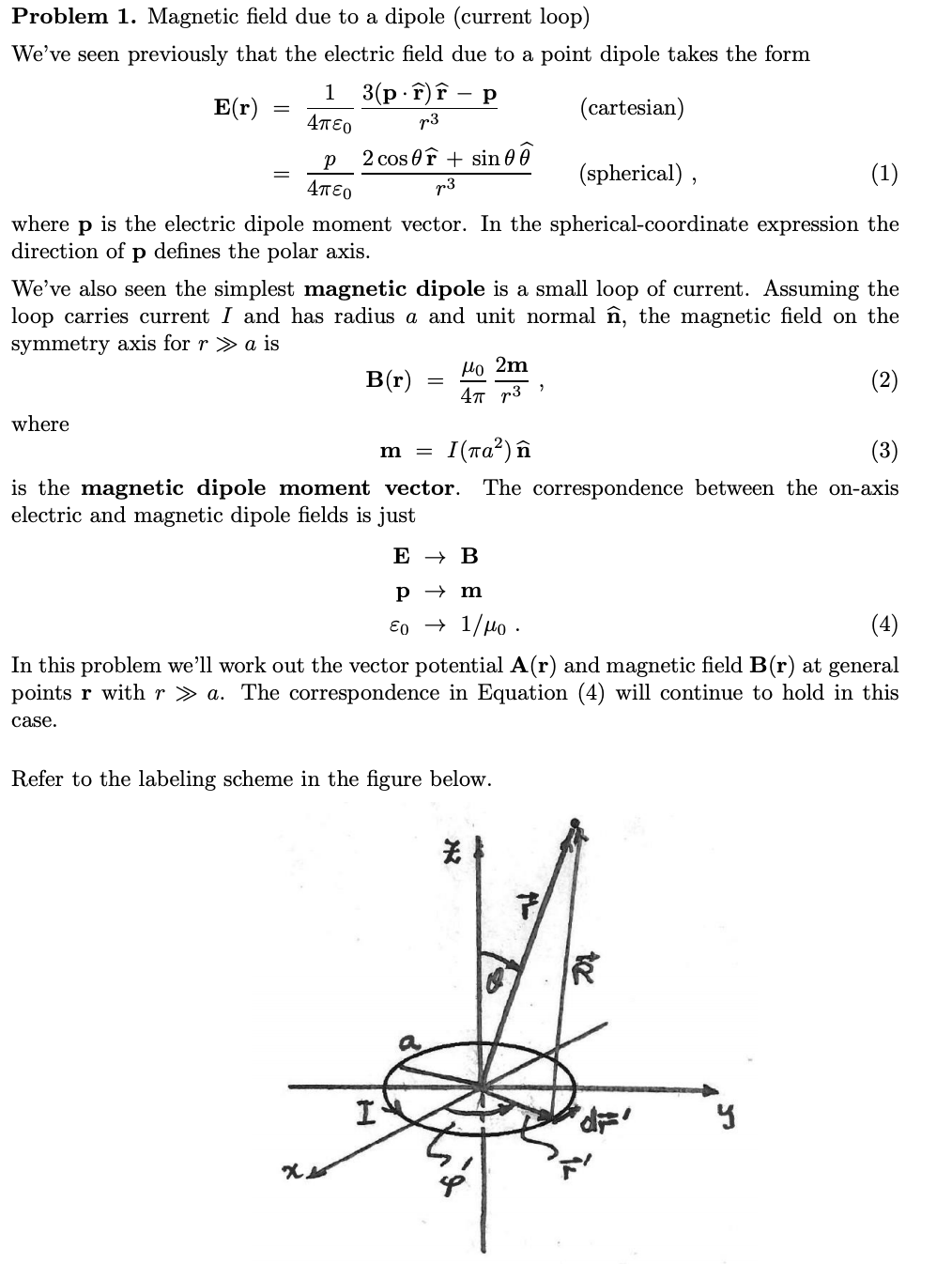 Solved 2 P3 Problem 1 Magnetic Field Due To A Dipole Cu Chegg Com