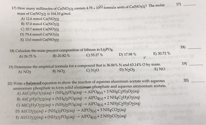 Ca No3 2 Percent Composition