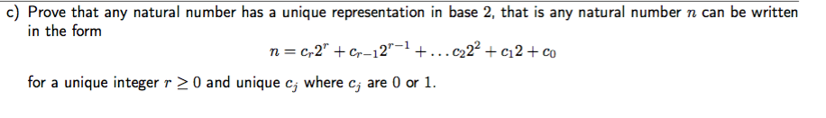 One Unique Number Math Solved c) Prove that any natural number has a unique | Chegg.com