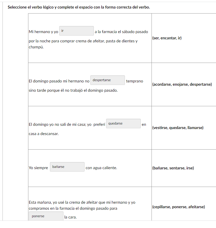 What is the correct conjugation for these verbs? The
