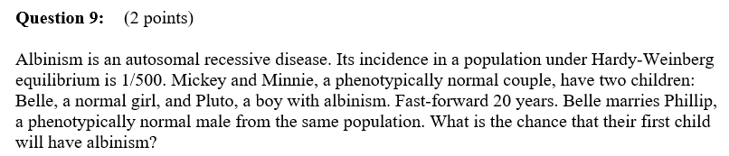 Solved Albinism is an autosomal recessive disease. Its | Chegg.com