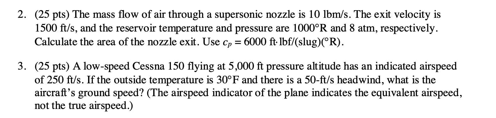 Solved 2. (25 pts) The mass flow of air through a supersonic | Chegg.com