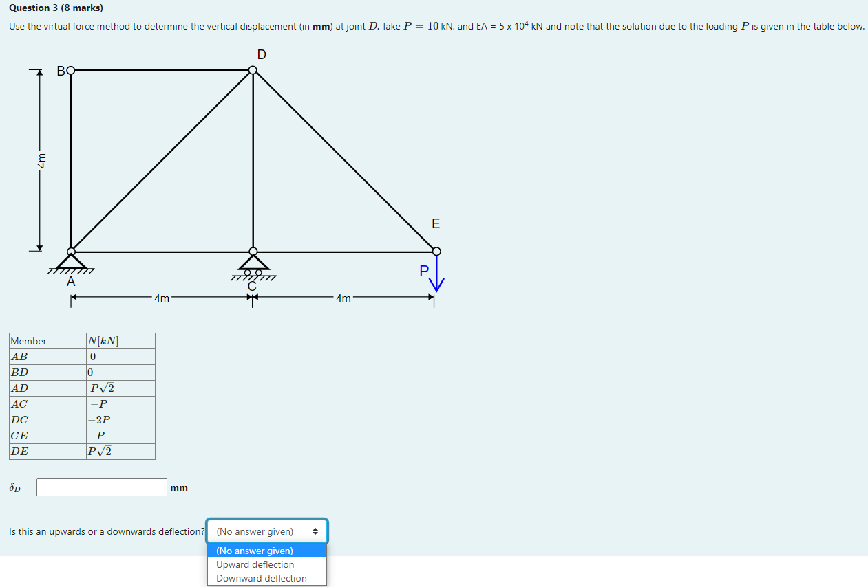 Solved Question 3 (8 marks) Use the virtual force method to | Chegg.com