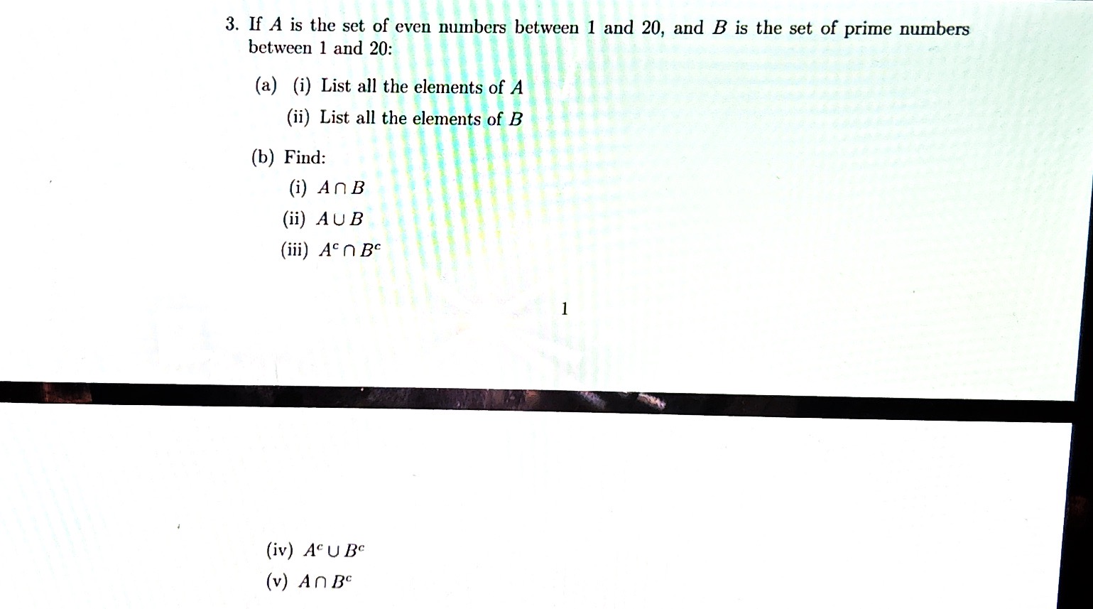 Solved 3. If A is the set of even numbers between 1 and 20 , | Chegg.com
